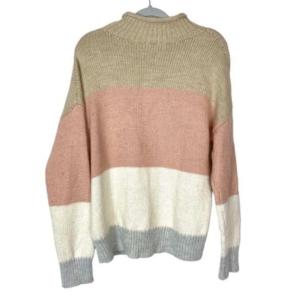 GAP Colorblock Knit Mockneck Funnel neck Cozy chunky sweater wool blend M/L